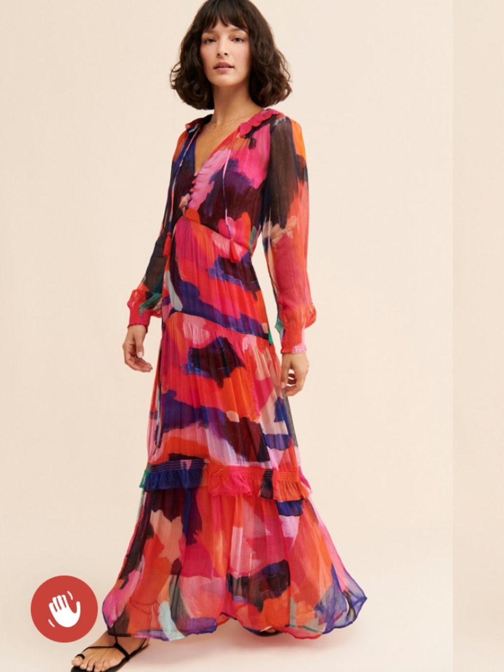 Anthropologie Chiffon Maxi Dress - like new, size XS/S